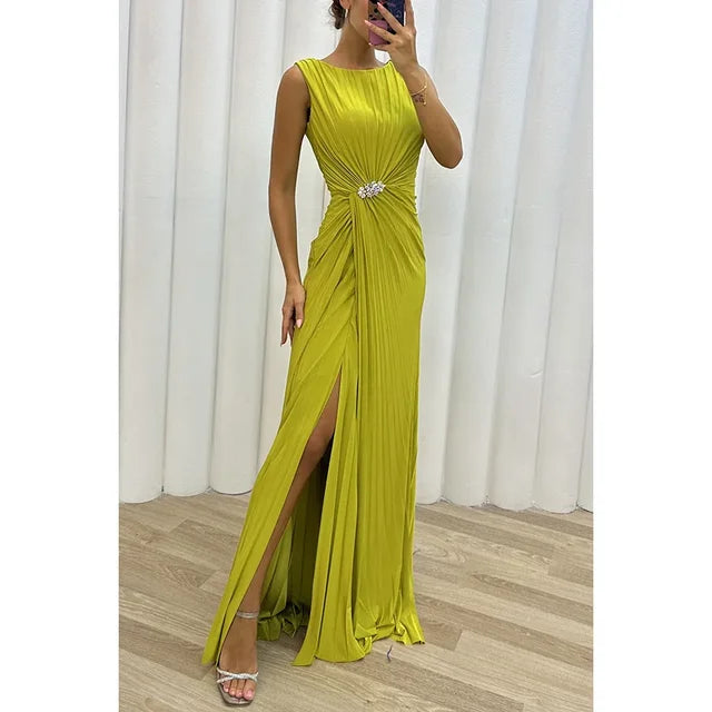 Maxi-gelbgrünes abendkleid - Valentina