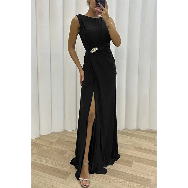 Maxi-gelbgrünes abendkleid - Valentina