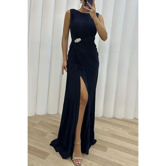 Maxi-gelbgrünes abendkleid - Valentina