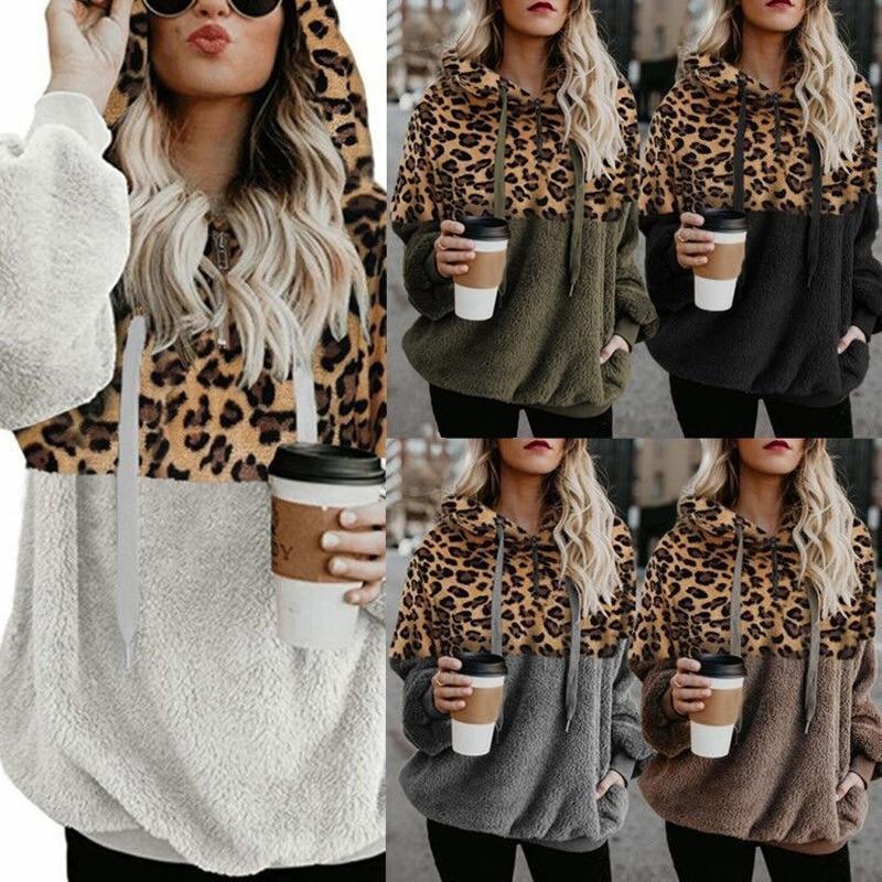 TEDDY PULLOVER - Extrem warmer und kuscheliger Hoodie mit stylischem Leopardenmuster für den Frühling