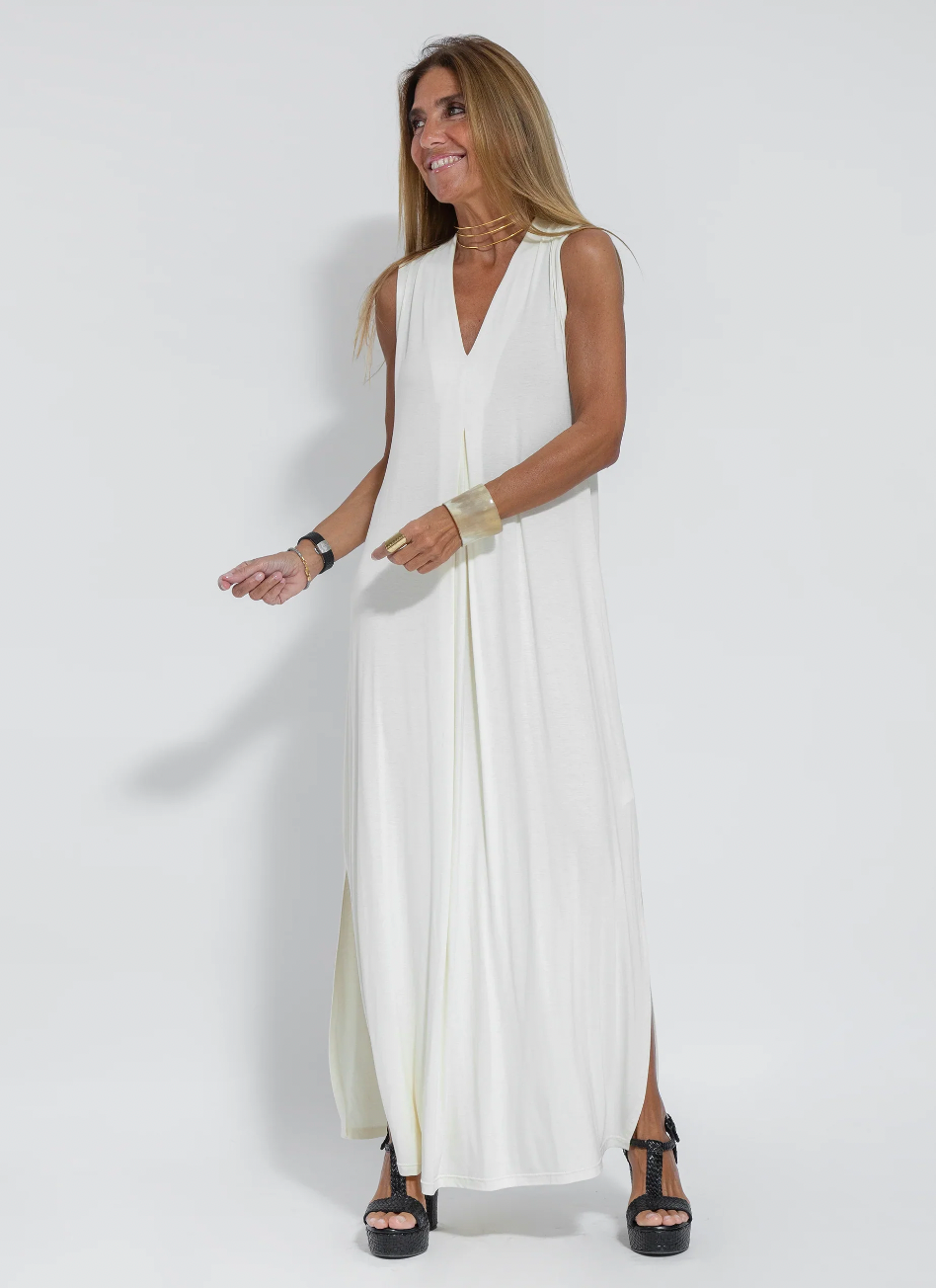 Ayania - set aus langem schlankmachenden kleid und weste