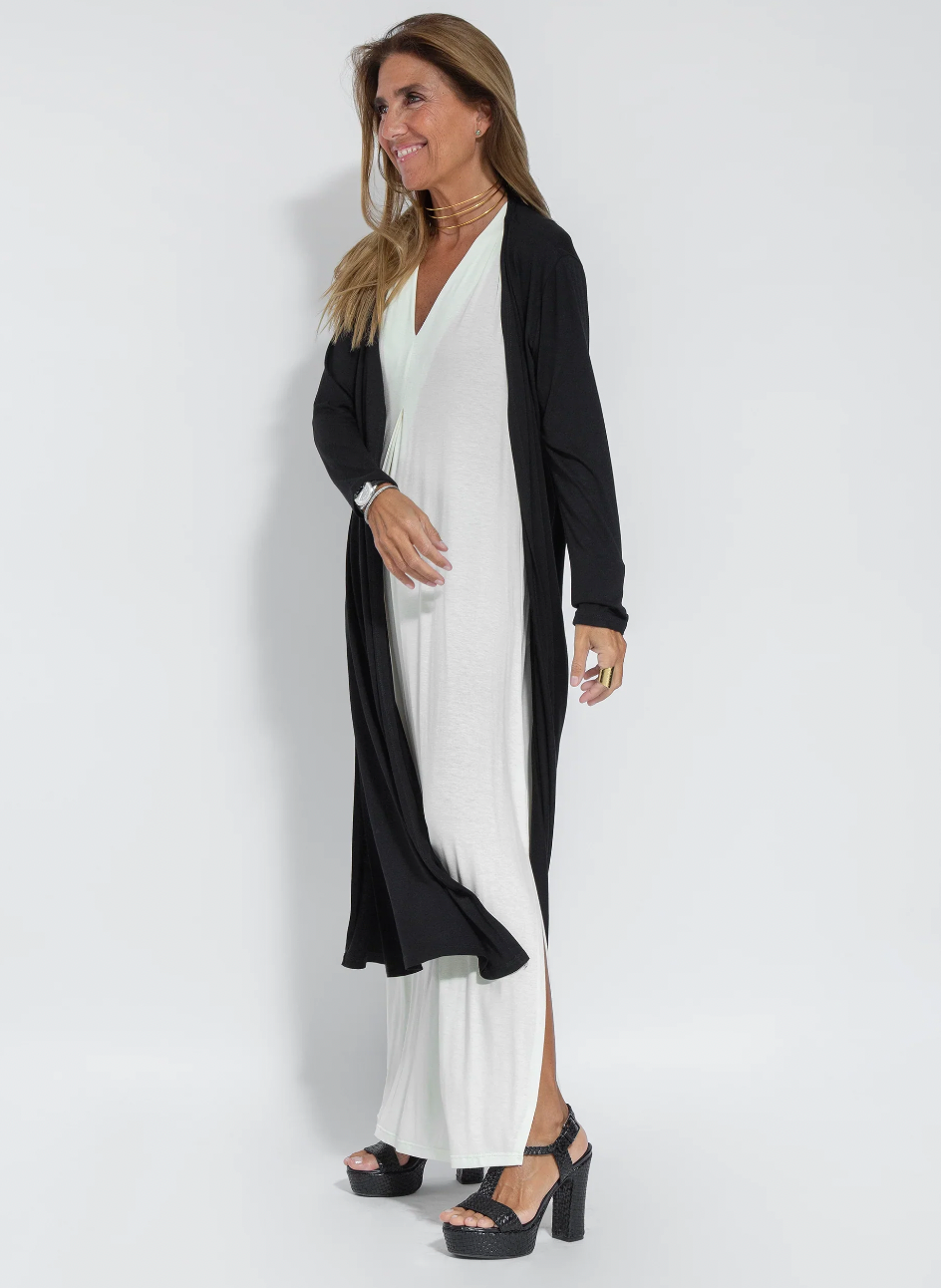 Ayania - set aus langem schlankmachenden kleid und weste