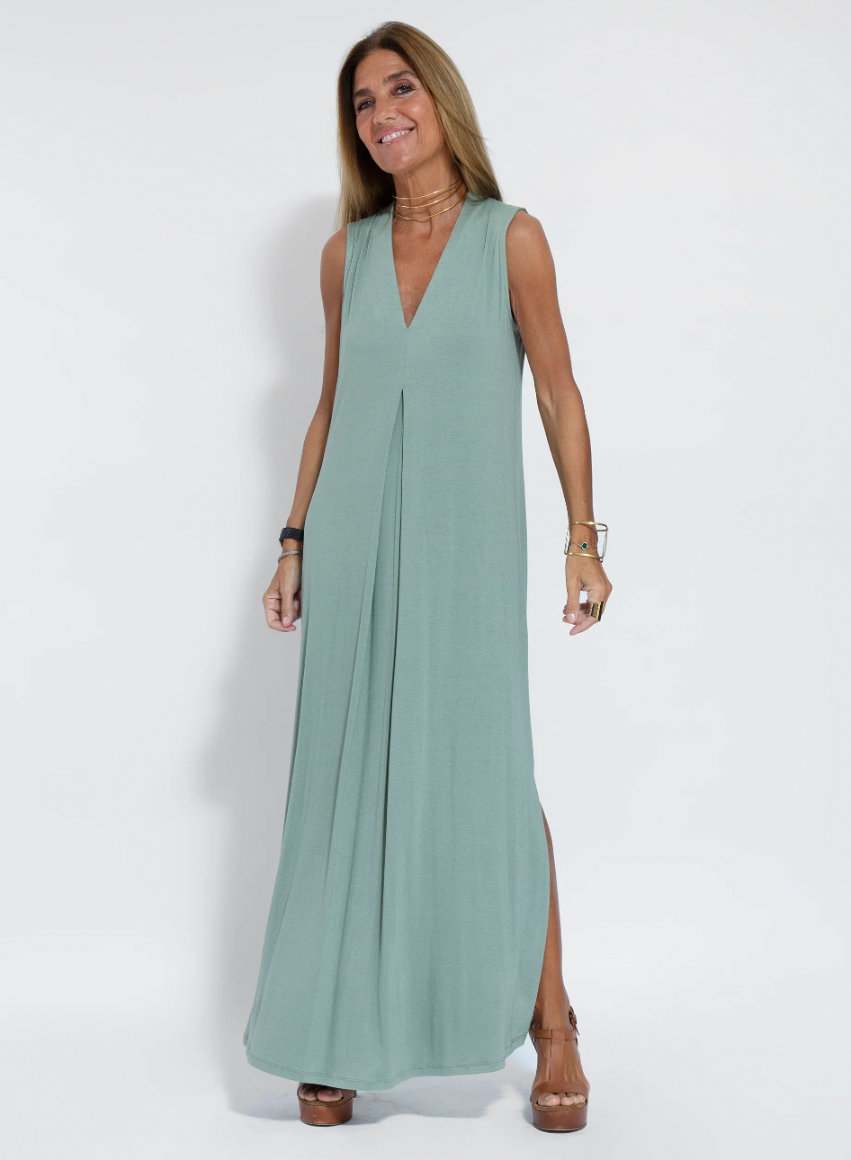 Ayania - set aus langem schlankmachenden kleid und weste