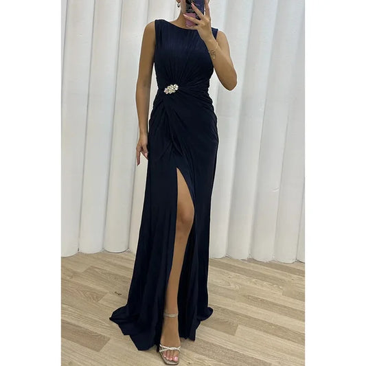 Maxi-gelbgrünes abendkleid - Valentina