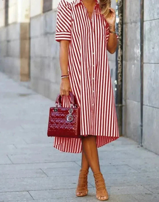 Clara - schwarz-weiß gestreiftes hemdkleid